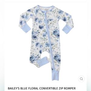 Caden lane bamboo Baileys blue floral convertible zip romper 0-3